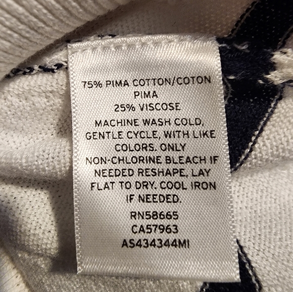NWT 1901 Chevron Crew Cardigan In White Navy Chevron Sz S - Picture 5 of 5